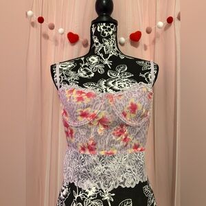 Floral Lace Cheetah Print Top